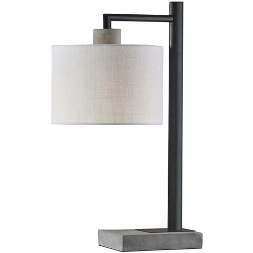 Devin 23 inch 60.00 watt Black with Grey Cement Accents Table Lamp Portable Light 