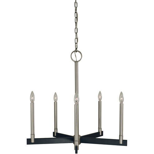 Jessica 5 Light 26 inch Brushed Nickel/Matte Black Dining Chandelier Ceiling Light