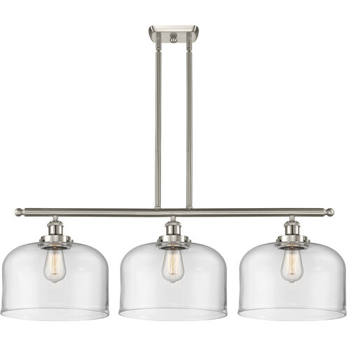 Ballston X-Large Bell LED 36 inch Brushed Satin Nickel Island Light Ceiling Light in Clear Glass, Ballston