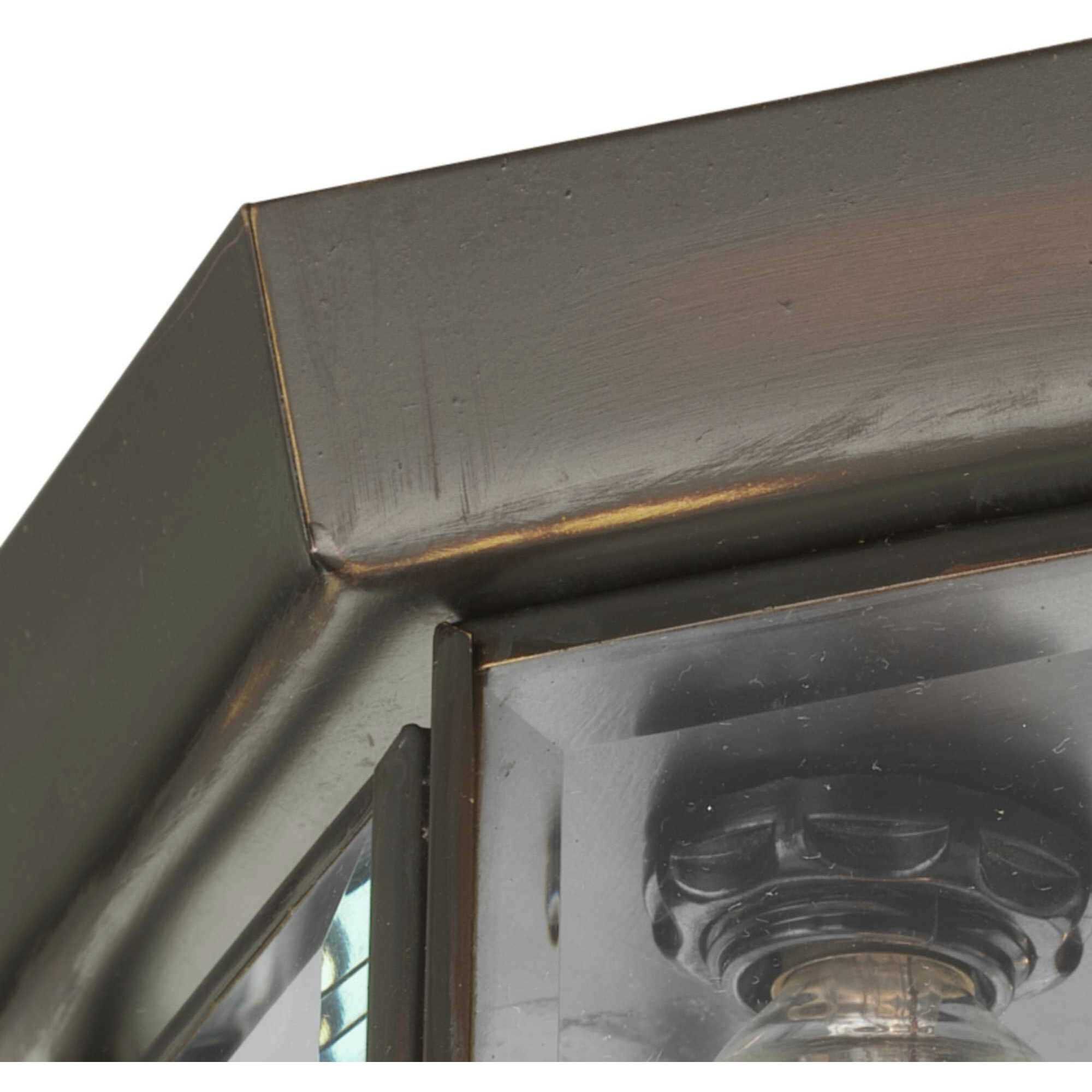 Beveled Glass 3 Light 9.75 inch Antique Bronze Flush Mount Ceiling Light