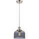 Ballston Large Bell LED 8 inch Brushed Satin Nickel Mini Pendant Ceiling Light in Plated Smoke Glass, Ballston