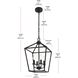 Gage 4 Light 12 inch Black Pendant Ceiling Light