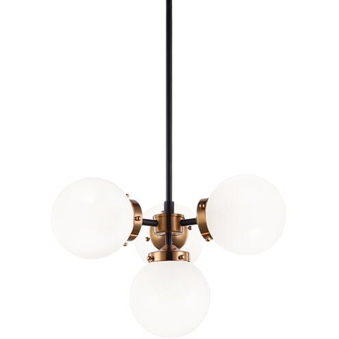 Maru 4 Light 21 inch Aged Gold Brass Pendant Ceiling Light in Aged Gold Brass and Opal Glass