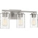 Transitional 3 Light 24 inch Brushed Nickel Bathroom Vanity Light Wall Light