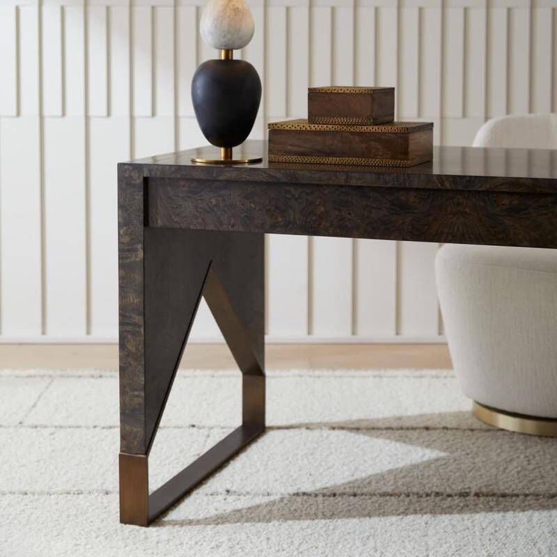 Jupiter 56 X 28 inch Truffle Burl and Antique Brass Desk