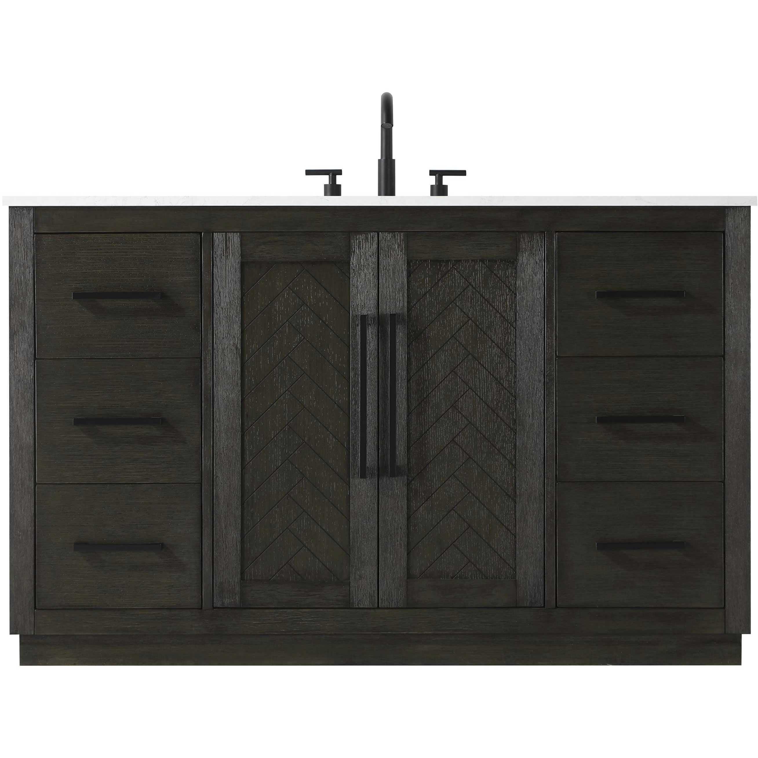 Chase 54 X 34 inch Chocolate Oak Bathroom Vanity Cabinet