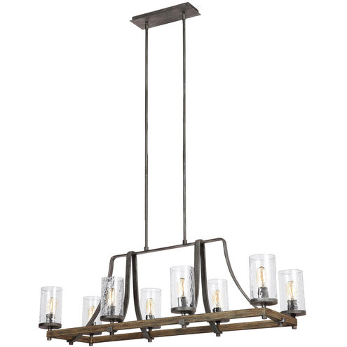 Lanesnoro 8 Light 16 inch Distressed Weathered Oak and Slated Grey Metal Chandelier Ceiling Light