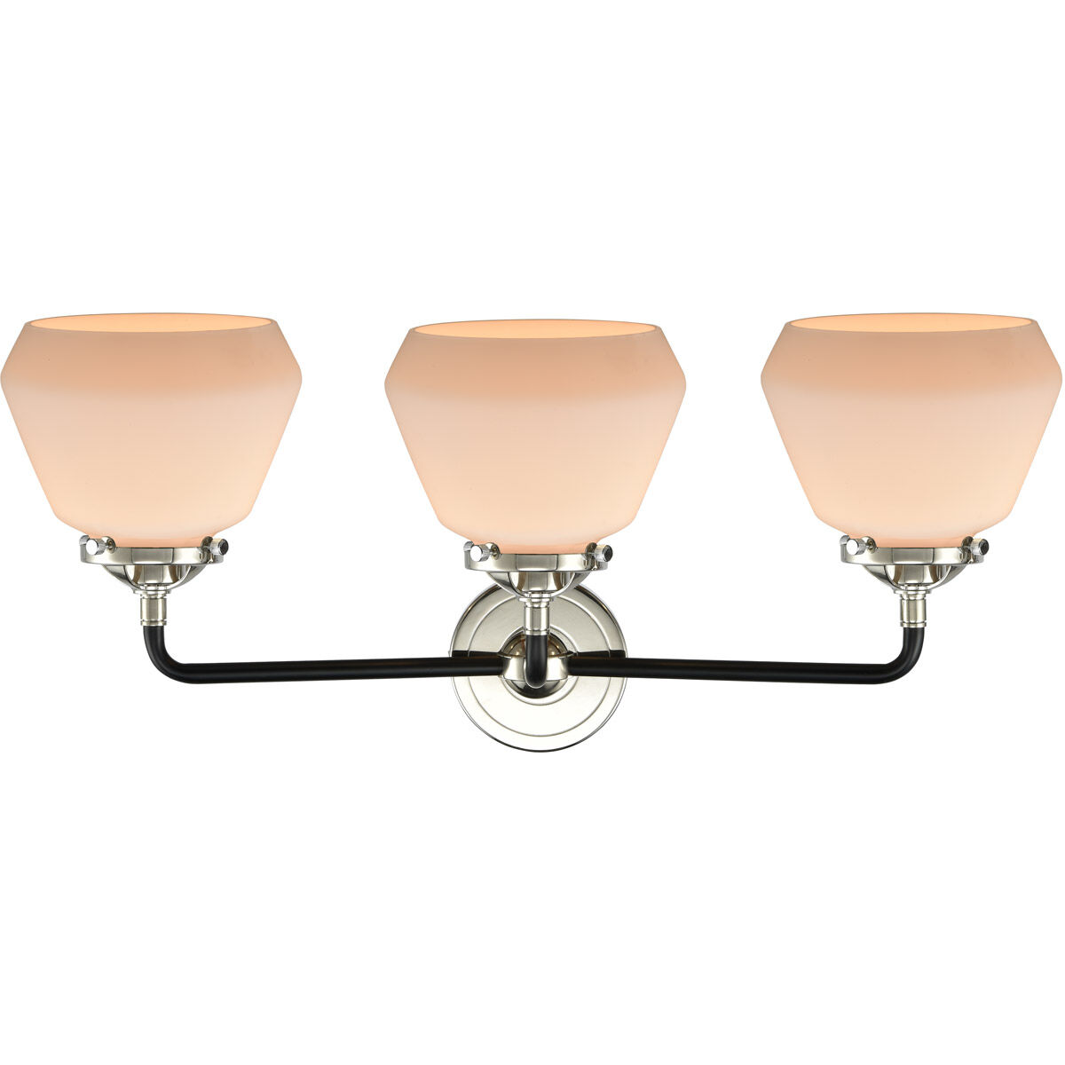 Nouveau Fulton LED 25 inch Black Polished Nickel Bath Vanity Light Wall Light in Matte White Glass, Nouveau