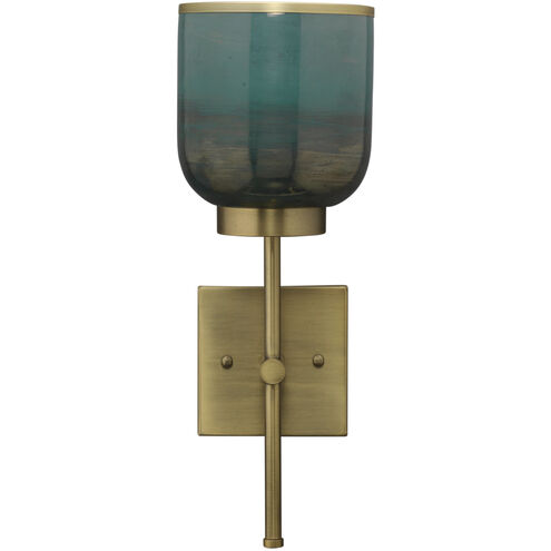 Vapor 1 Light 6 inch Antique Brass & Aqua Metallic Glass Wall Sconce Wall Light