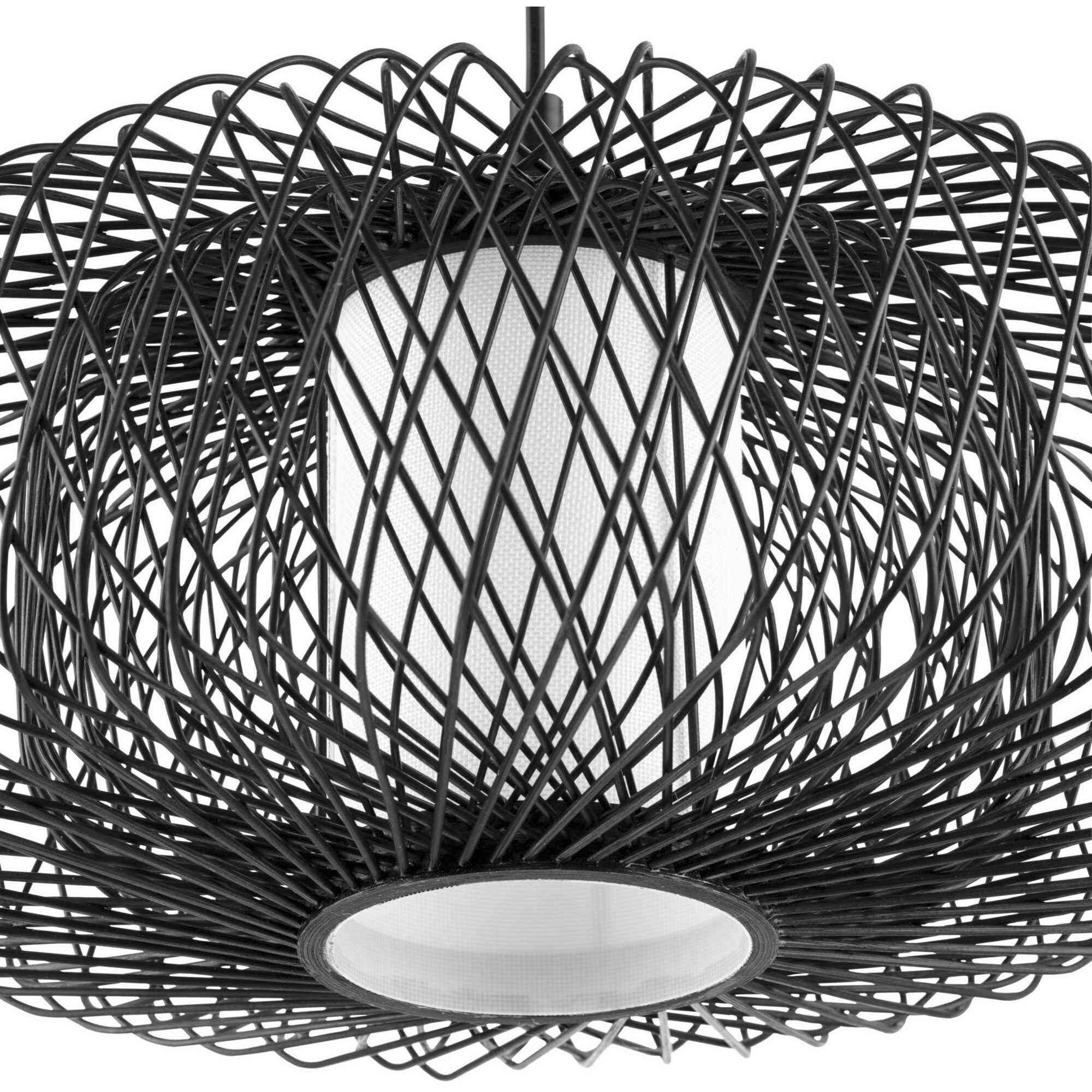 Cordova 1 Light 16 inch Black Rattan Pendant Ceiling Light, Design Series