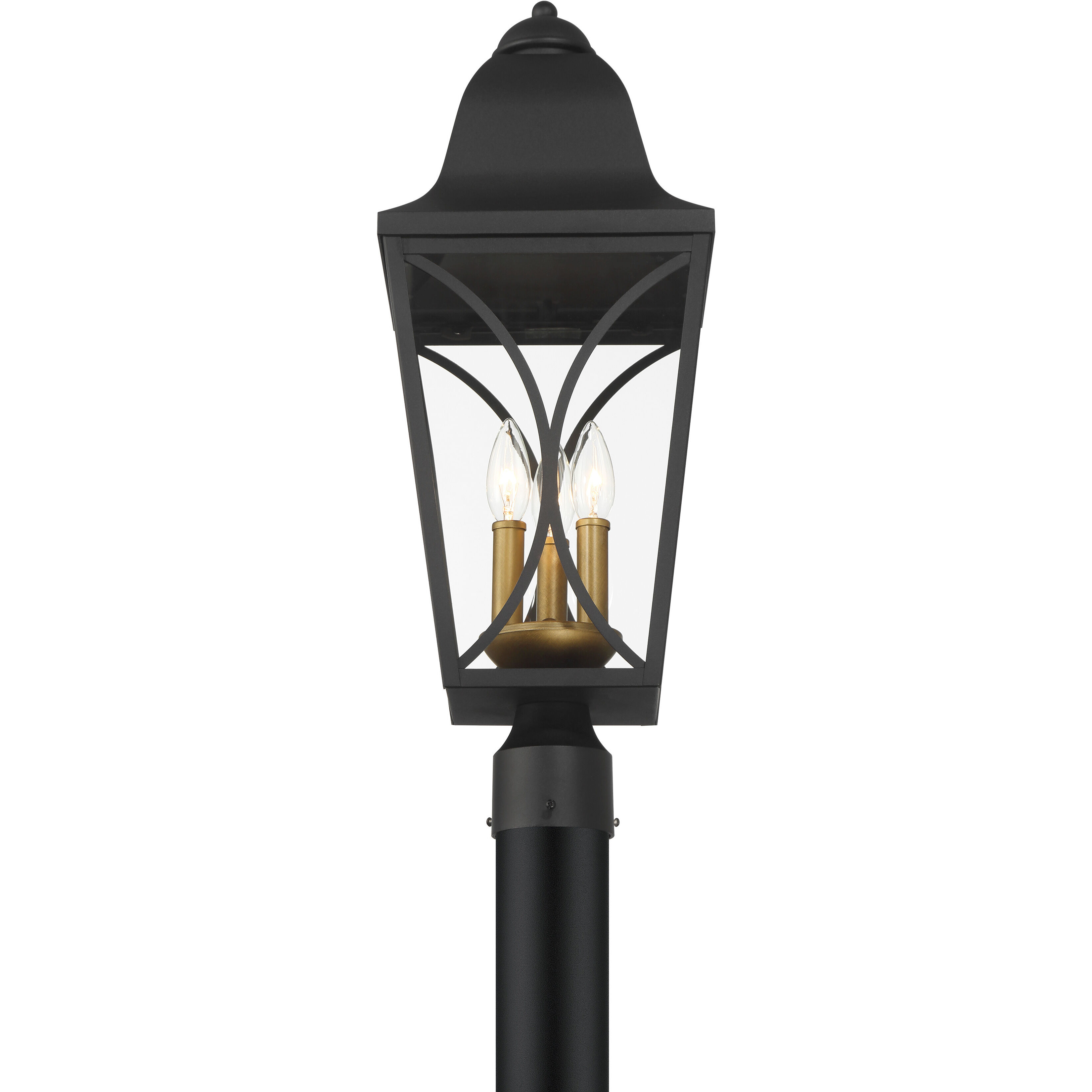 Cardigan 3 Light 23.75 inch Sand Coal and Olden Brass Outdoor Post Lantern, Great Outdoors