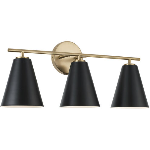 Charlie 3 Light 24 inch Matte Brass Vanity Light Wall Light