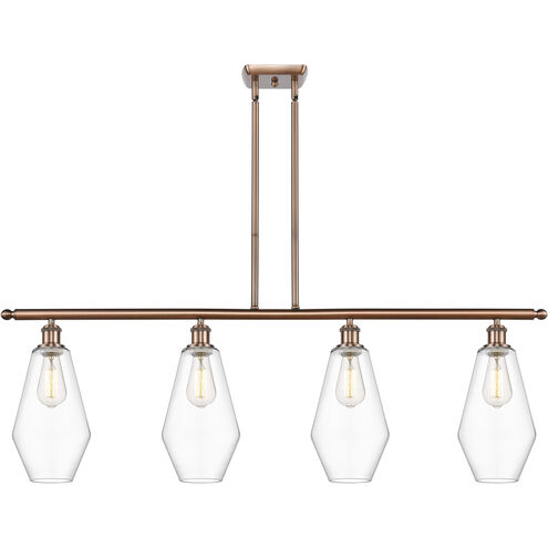 Ballston Cindyrella LED 48 inch Antique Copper Island Light Ceiling Light in Clear Glass