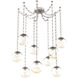 Aster LED 18.7 inch Beige Silver Swag Multi-Pendant Ceiling Light in 3000K LED, Floret Inner - Amber Outer, Diamond Chain
