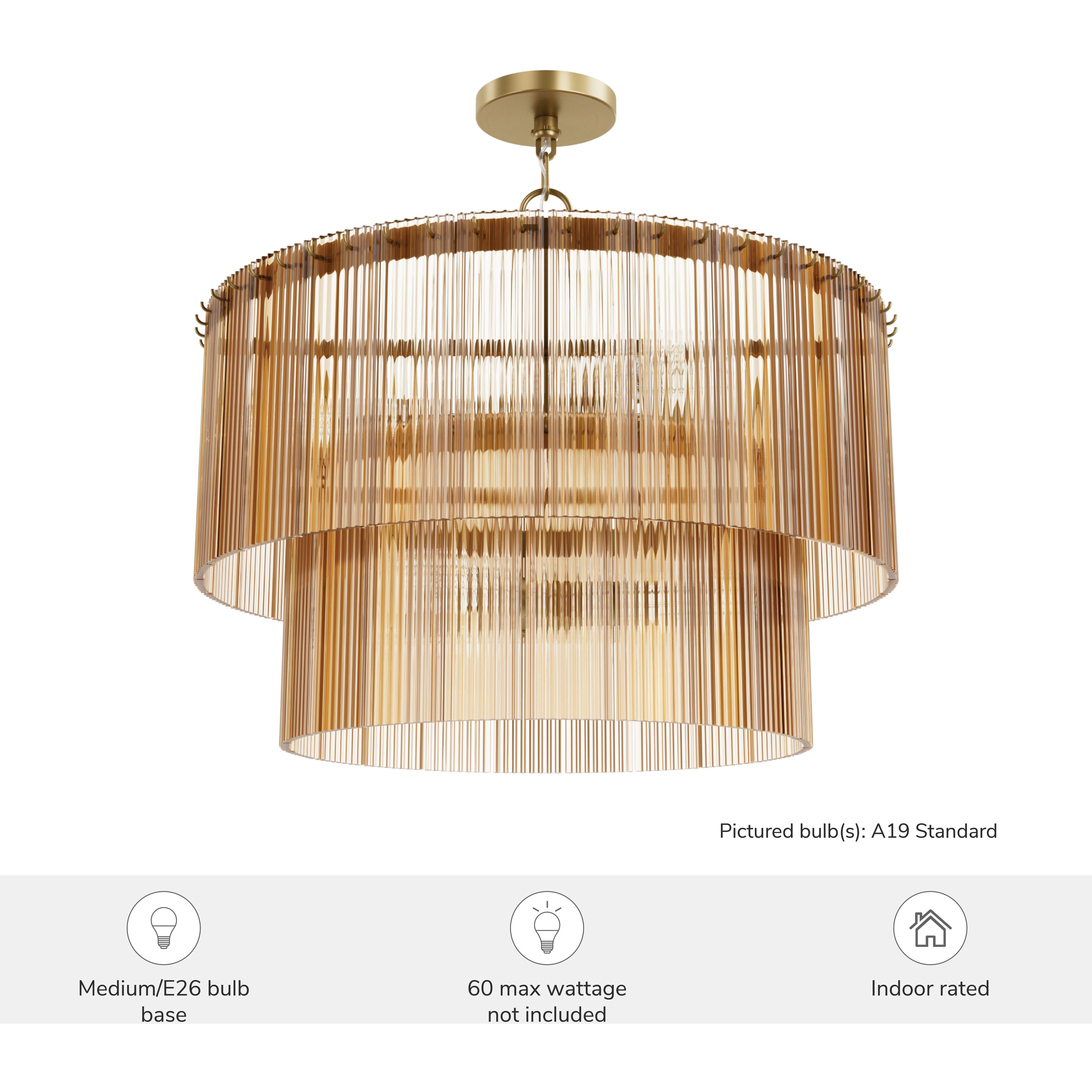 Ontario 6 Light 24 inch Luxe Gold Pendant Ceiling Light