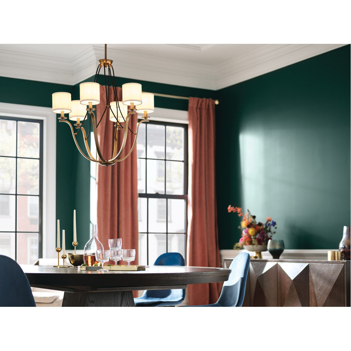 Thisbe 6 Light 28 inch Natural Brass Chandelier 1 Tier Medium Ceiling Light, 1 Tier Medium