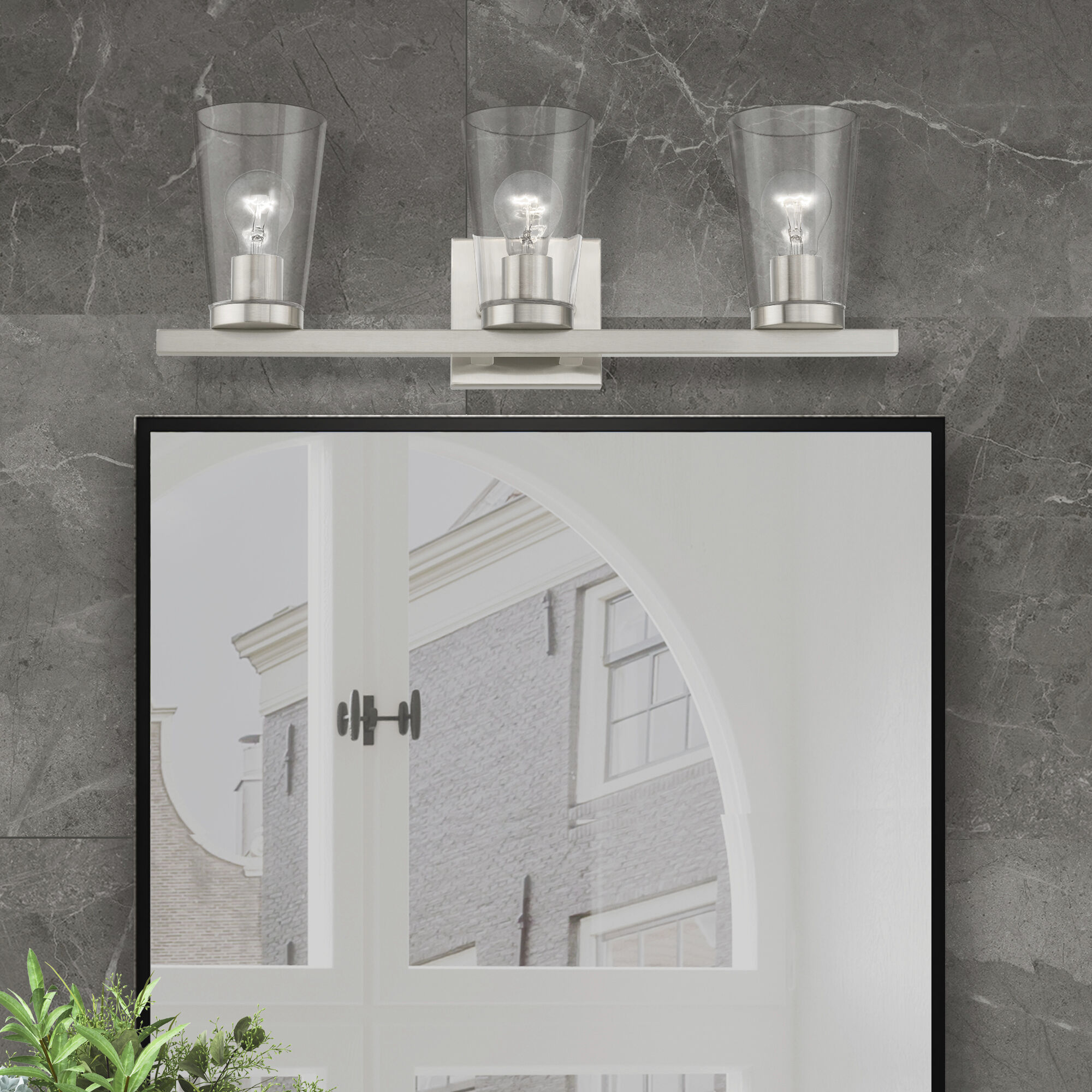 Cityview 3 Light 23 inch Brushed Nickel Vanity Sconce Wall Light