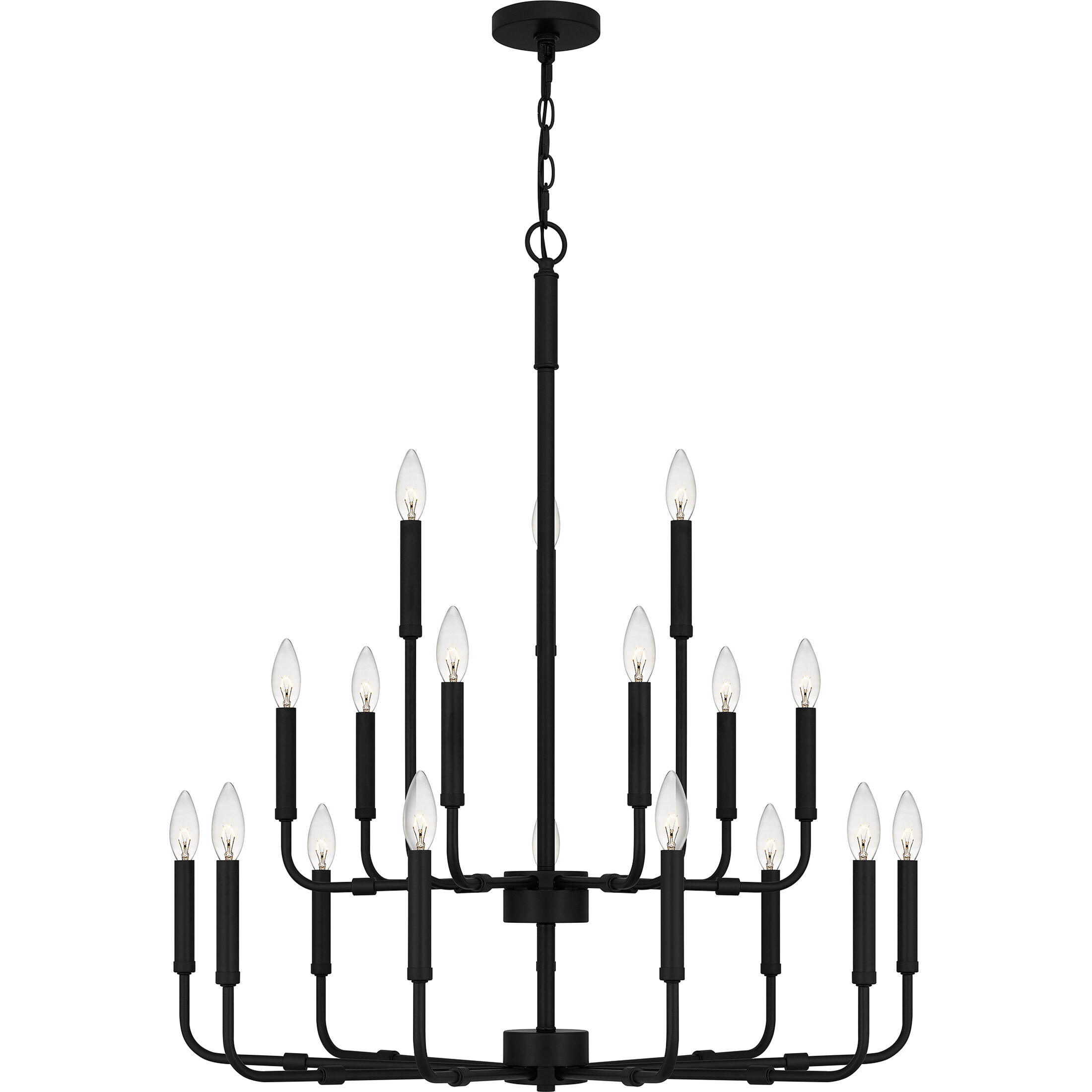 Abner 18 Light 32 inch Matte Black Chandelier Ceiling Light