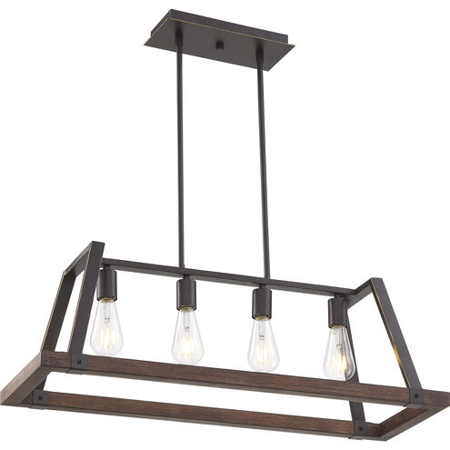 Outrigger 4 Light 11 inch Mahogany Bronze and Nutmeg Wood Pendant Ceiling Light