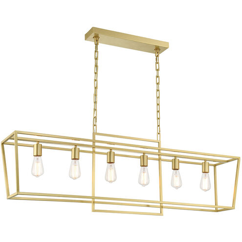 Maisie 6 Light 54 inch Brass Linear Chandelier Ceiling Light