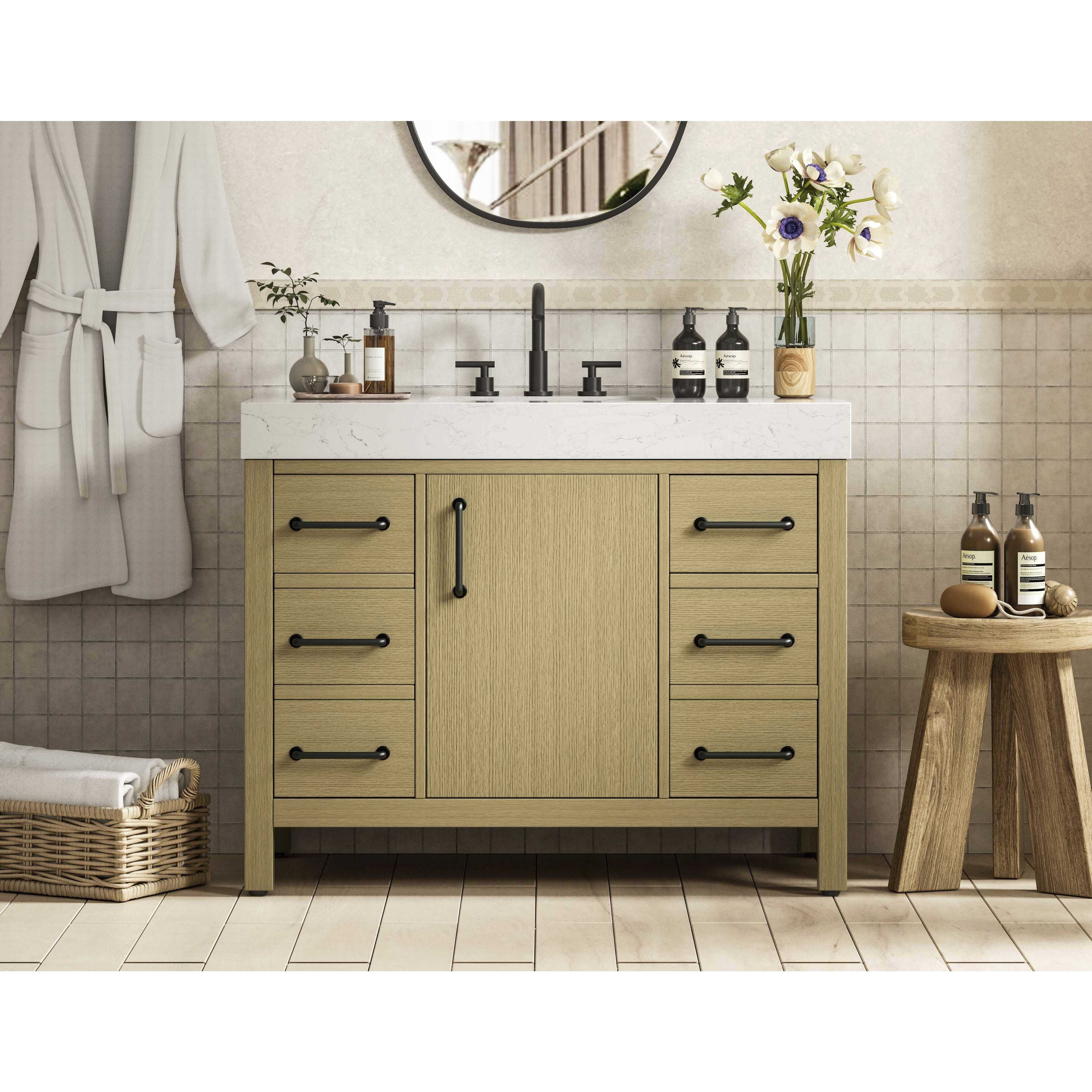 Nathan 42 X 34 inch Honey Brown Bathroom Vanity Cabinet in Not Included