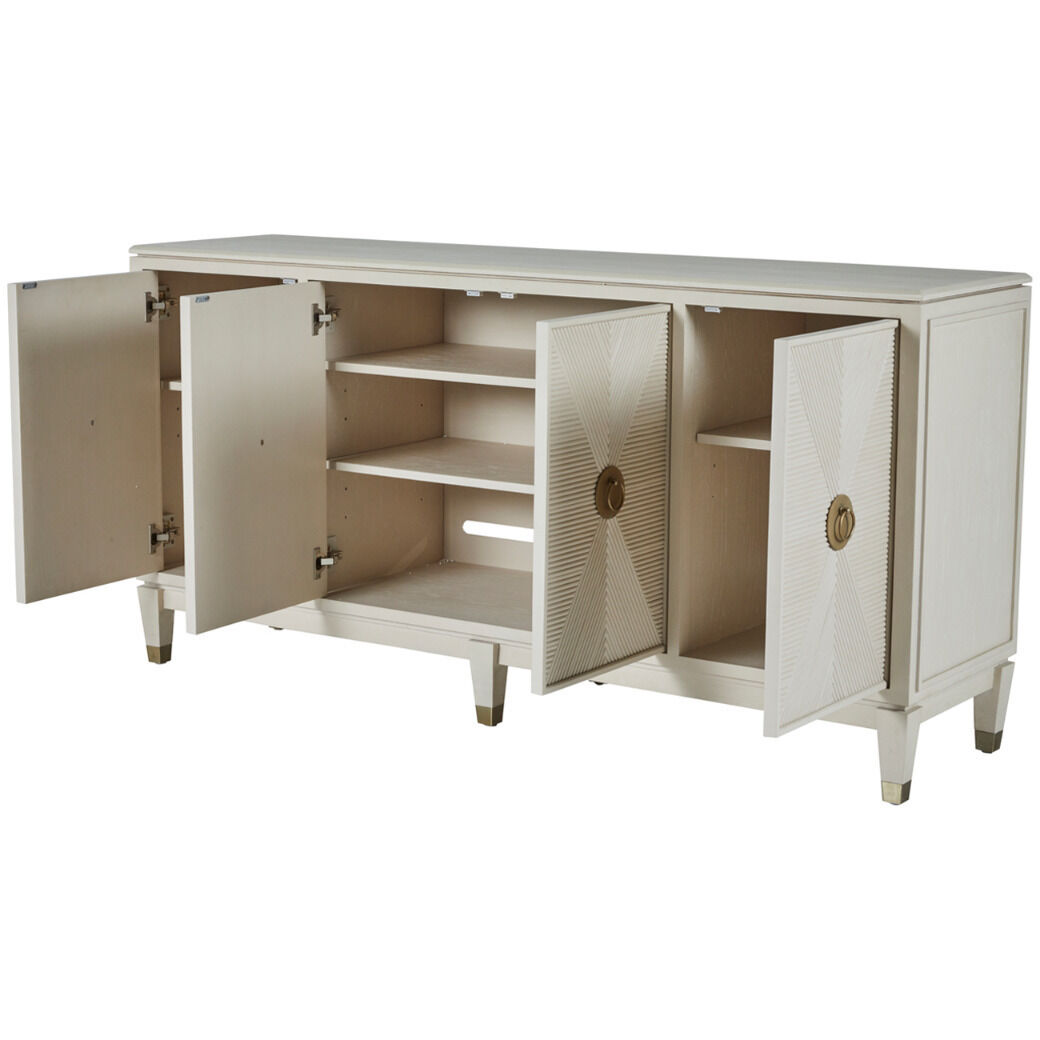 Strella Stainless Champagne / Cerused White Cabinet