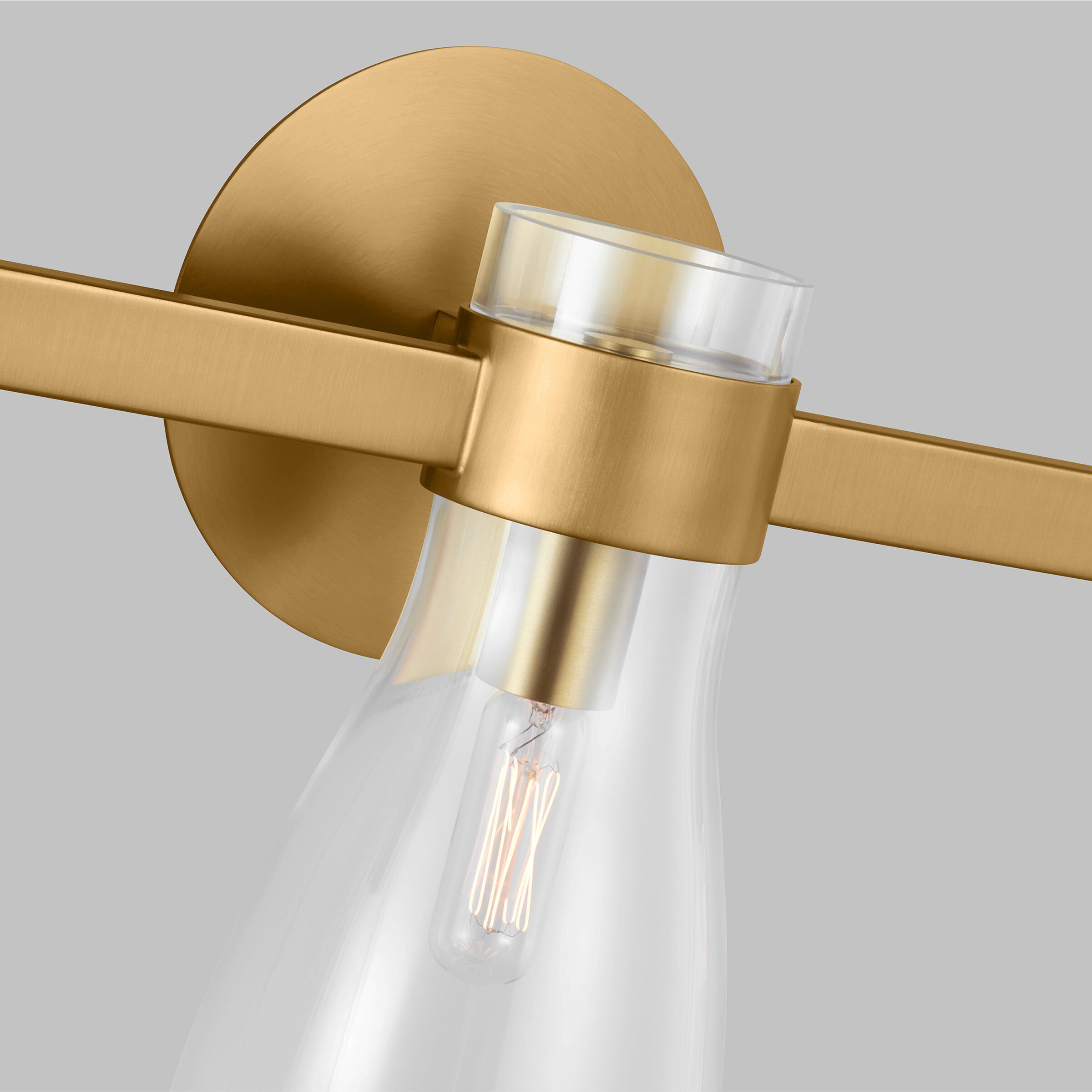 AERIN Moritz Bath Vanity Wall Sconce Wall Light in Burnished Brass, Clear Glass