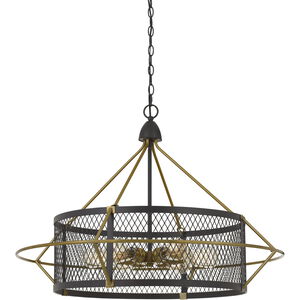 Caserta 6 Light 33 inch Antique Brass and Black Chandelier Ceiling Light