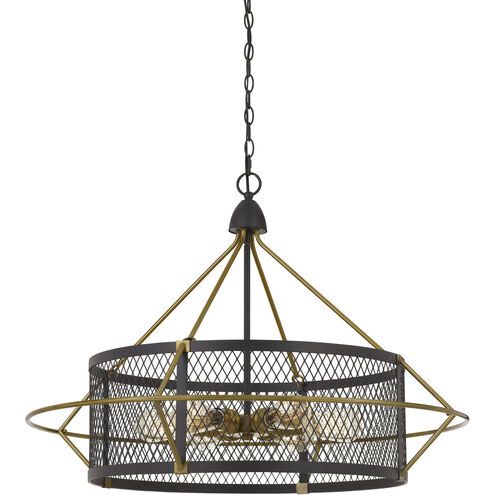 Caserta 6 Light 33 inch Antique Brass and Black Chandelier Ceiling Light