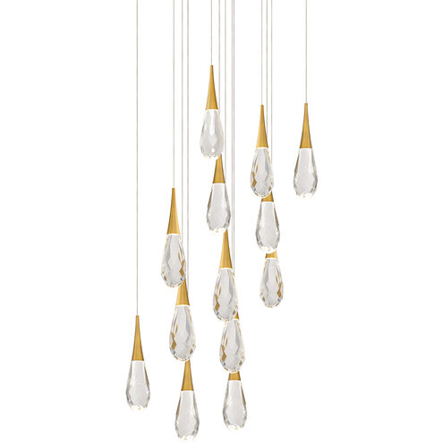 Beyond Hibiscus LED 20 inch Aged Brass Multi-Light Pendant Ceiling Light, Square Canopy