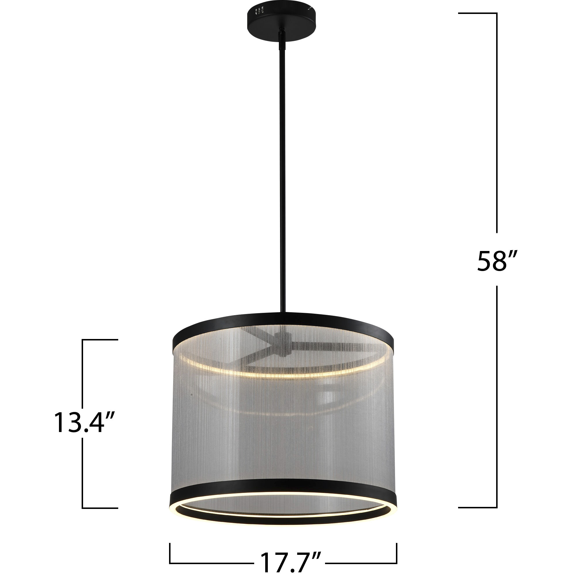Cora LED 17.7 inch Black and Black Pendant Ceiling Light