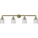 Franklin Restoration Small Bell LED 42 inch Antique Brass Bath Vanity Light Wall Light in Seedy Glass, Franklin Restoration