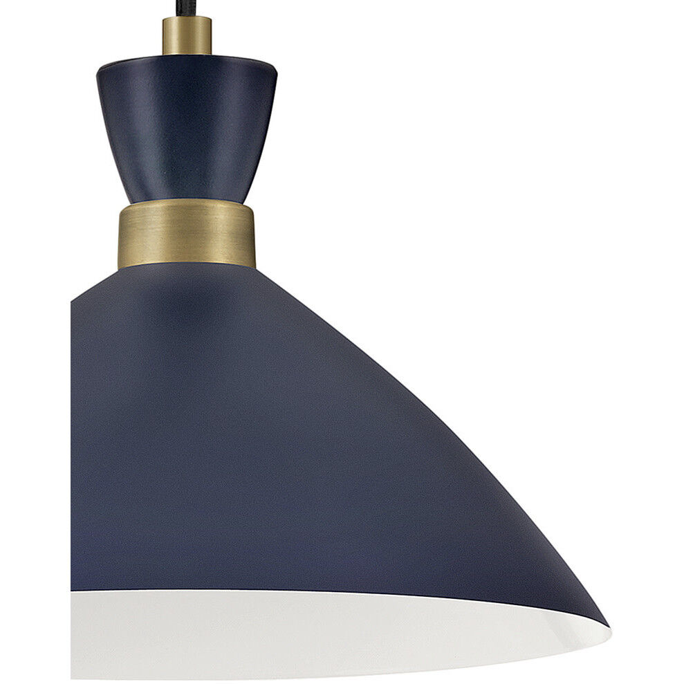 Simon LED 13 inch Matte Navy with Heritage Brass accents Pendant Ceiling Light, Semi-Flush Mount