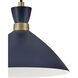Simon LED 13 inch Matte Navy with Heritage Brass accents Pendant Ceiling Light, Semi-Flush Mount