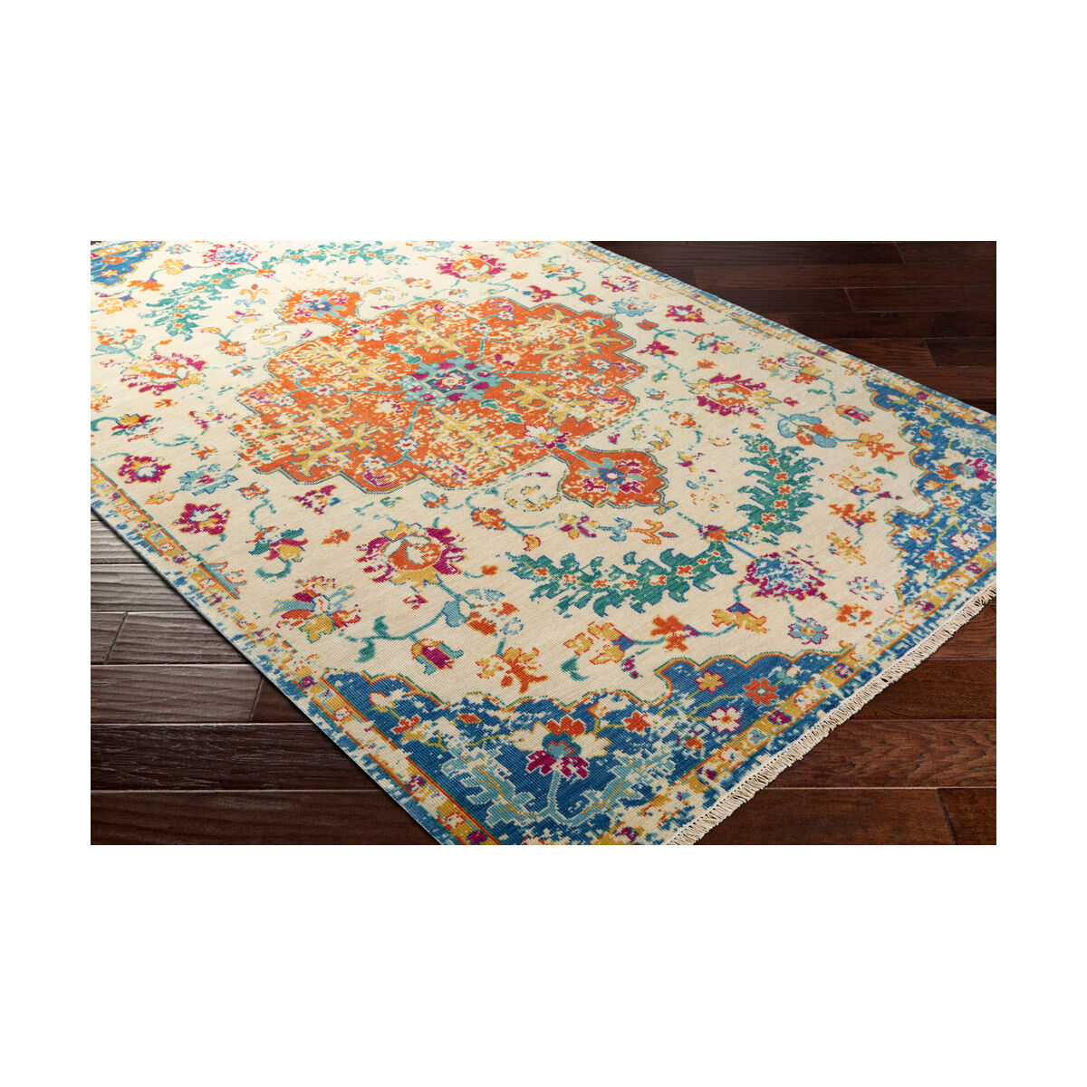 Festival 36 X 24 inch Khaki/Dark Blue/Bright Yellow/Aqua/Bright Pink Rugs, Rectangle