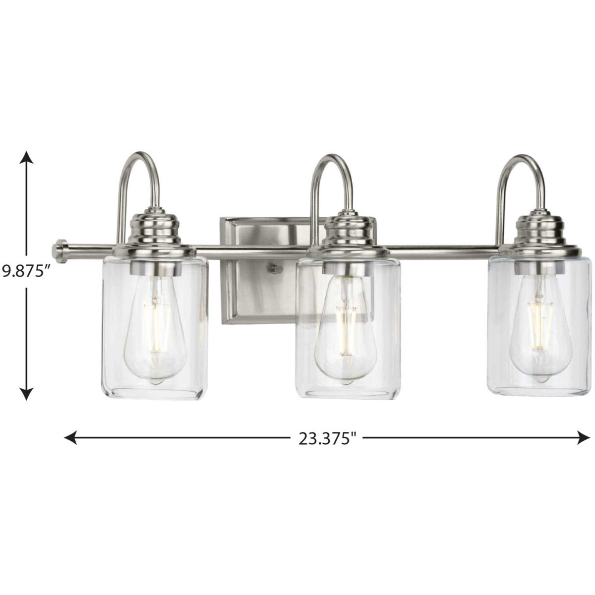 Aiken 3 Light 23 inch Brushed Nickel Bath Vanity Light Wall Light