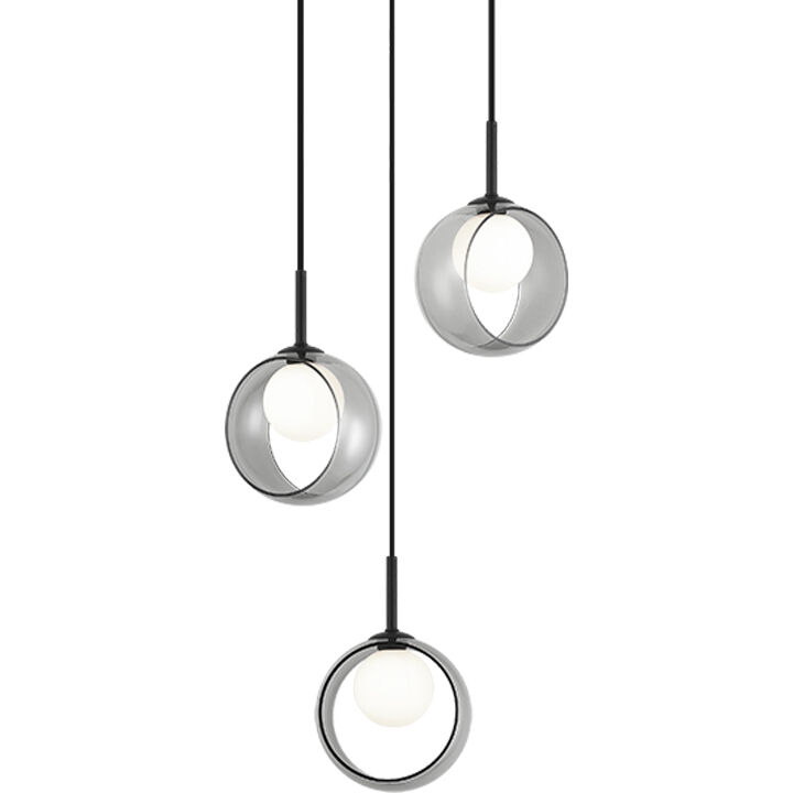 Delcia LED 14.13 inch Black Pendant Ceiling Light in Black and Smoke