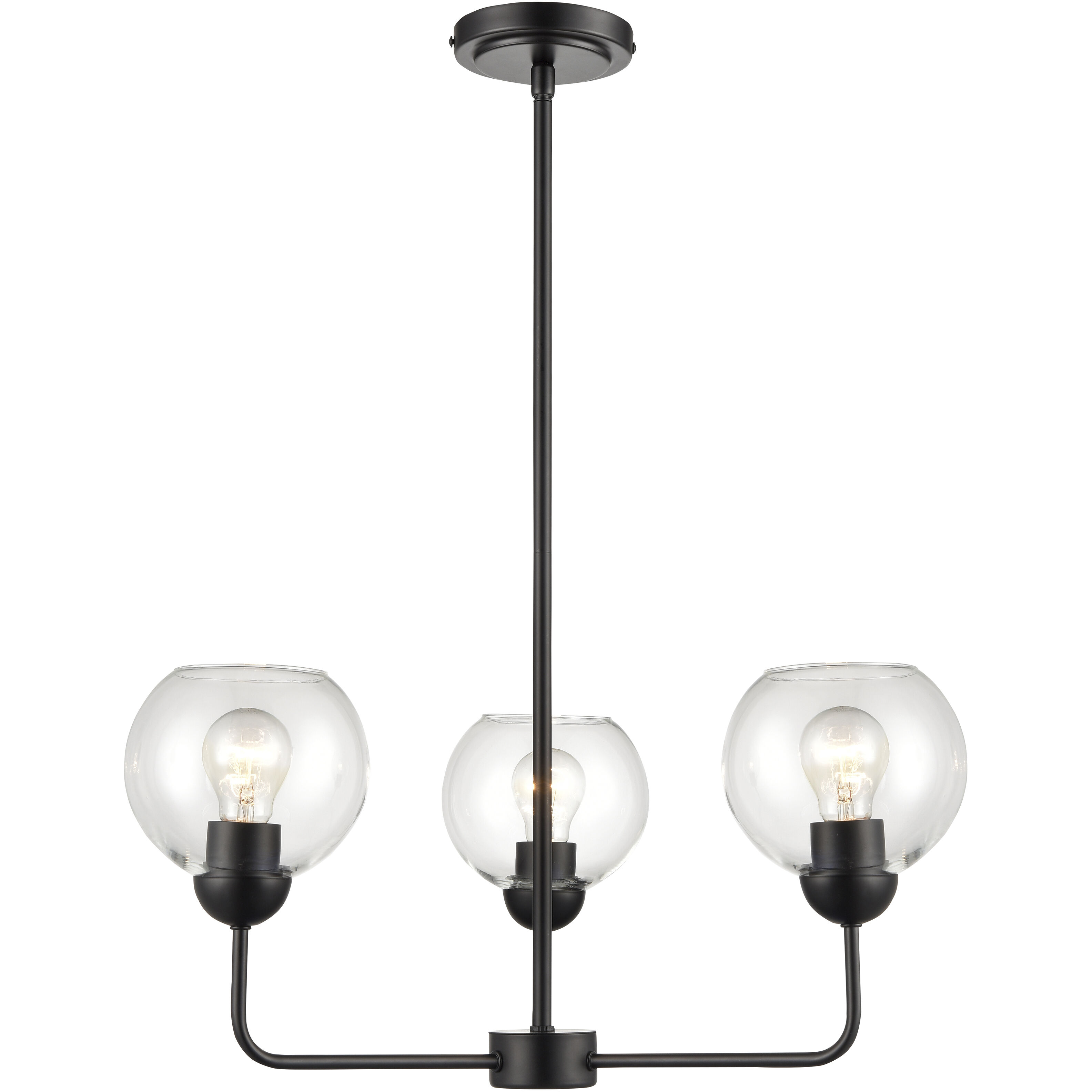 Boman 3 Light 23 inch Matte Black Chandelier Ceiling Light