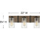 Sawyer 3 Light 22 inch Sequoia with Iron Rust Vanity Light Wall Light