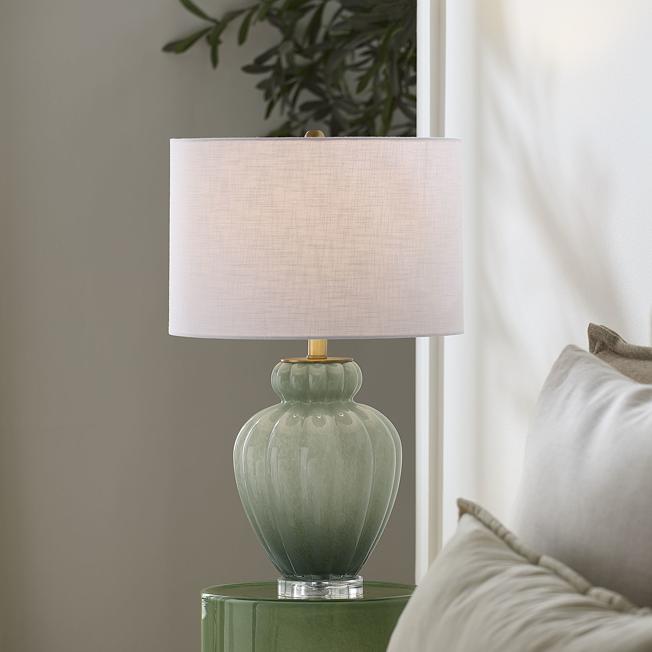 Agnes 23 inch 150.00 watt Blown Glass Celadon Table Lamp Portable Light