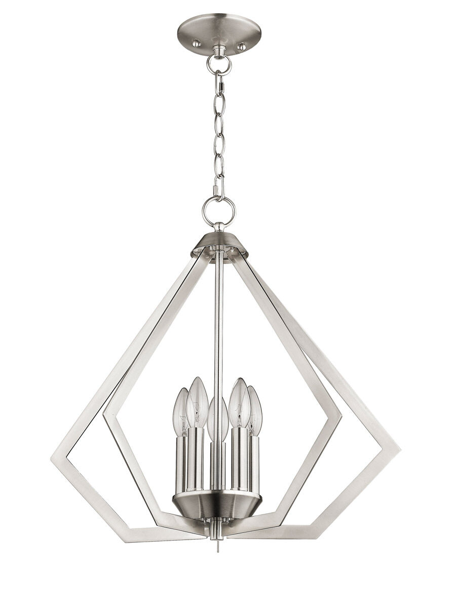 Prism 5 Light 20 inch Brushed Nickel Chandelier Ceiling Light