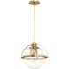 Meridian 1 Light 15 inch Aged Brass Pendant Ceiling Light