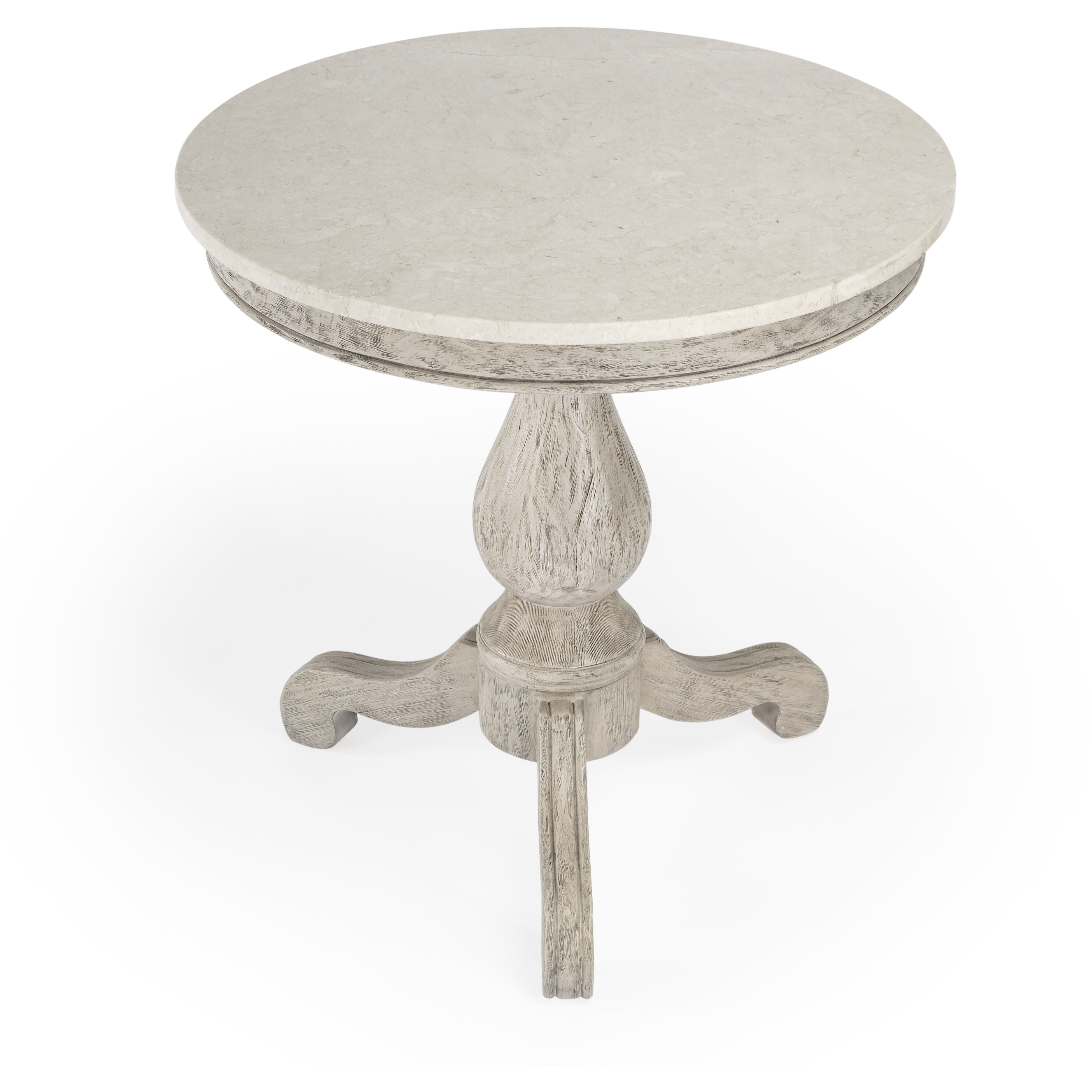 Danielle Marble 24" Pedestal Side Table in Gray