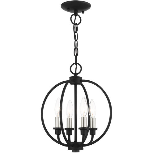 Milania 4 Light 13 inch Black with Brushed Nickel Accents Convertible Semi Flush/Chandelier Ceiling Light