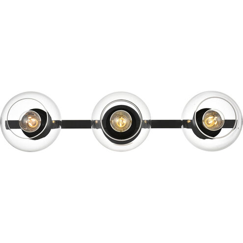 Rogelio 3 Light 27 inch Black Bath Sconce Wall Light