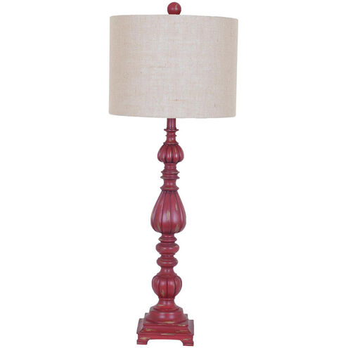 Slender Avian 35 inch 150 watt Antique Red Table Lamp Portable Light