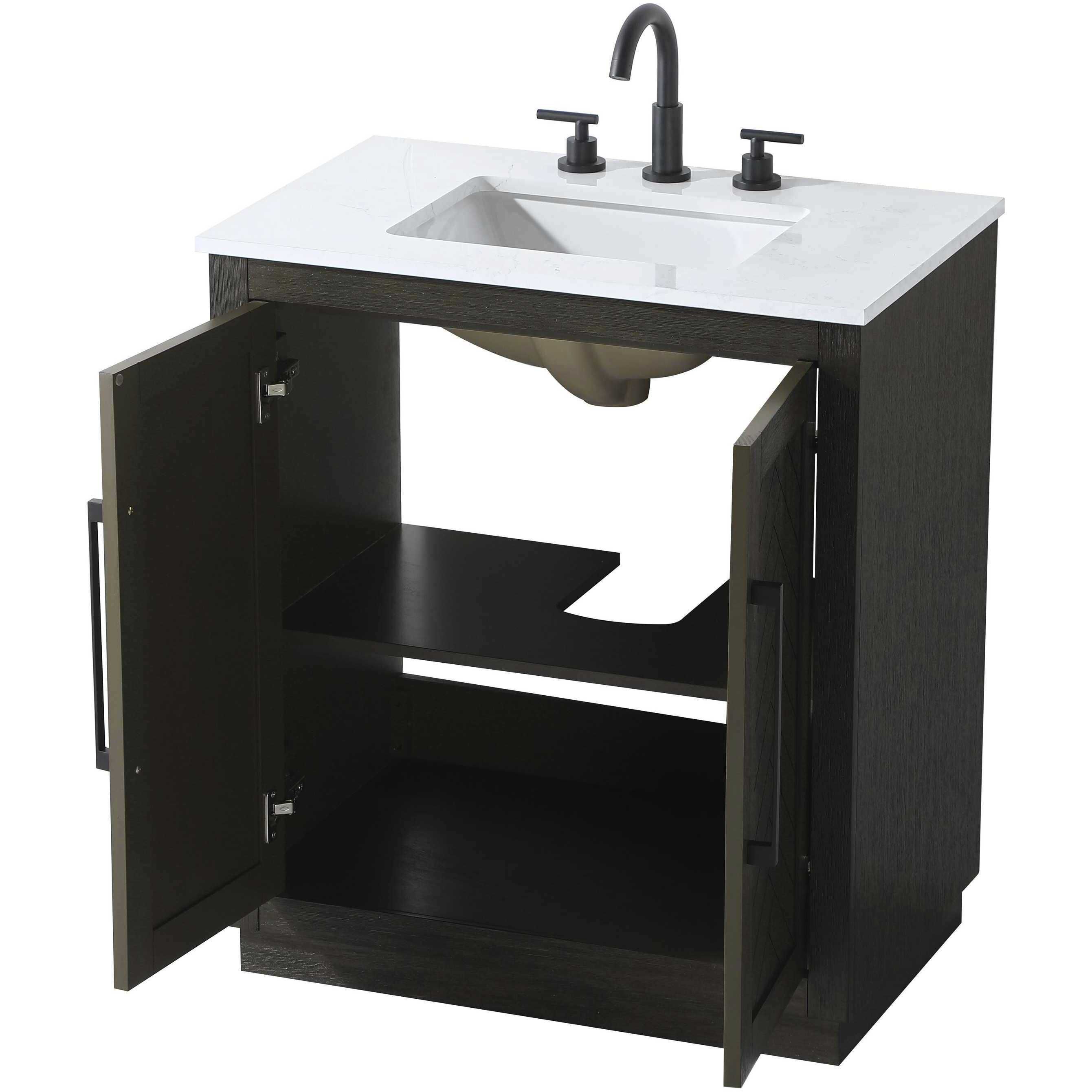 Chase 30 X 34 inch Chocolate Oak Bathroom Vanity Cabinet