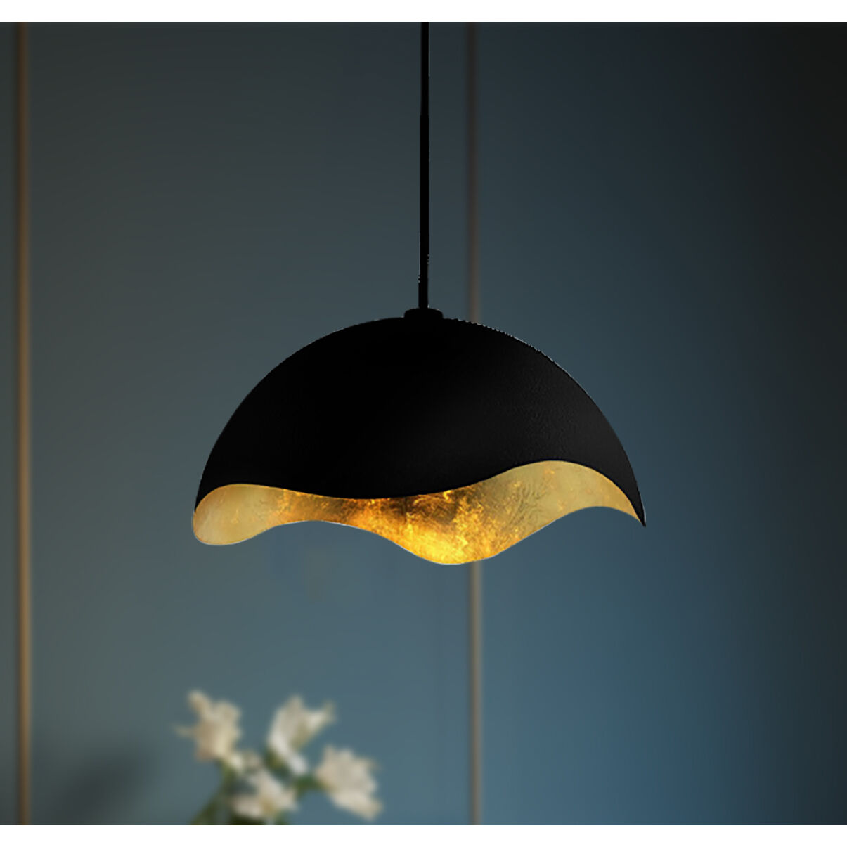 Eclos 1 Light 15.75 inch Sand Coal With Gold Leaf Inside Pendant Ceiling Light