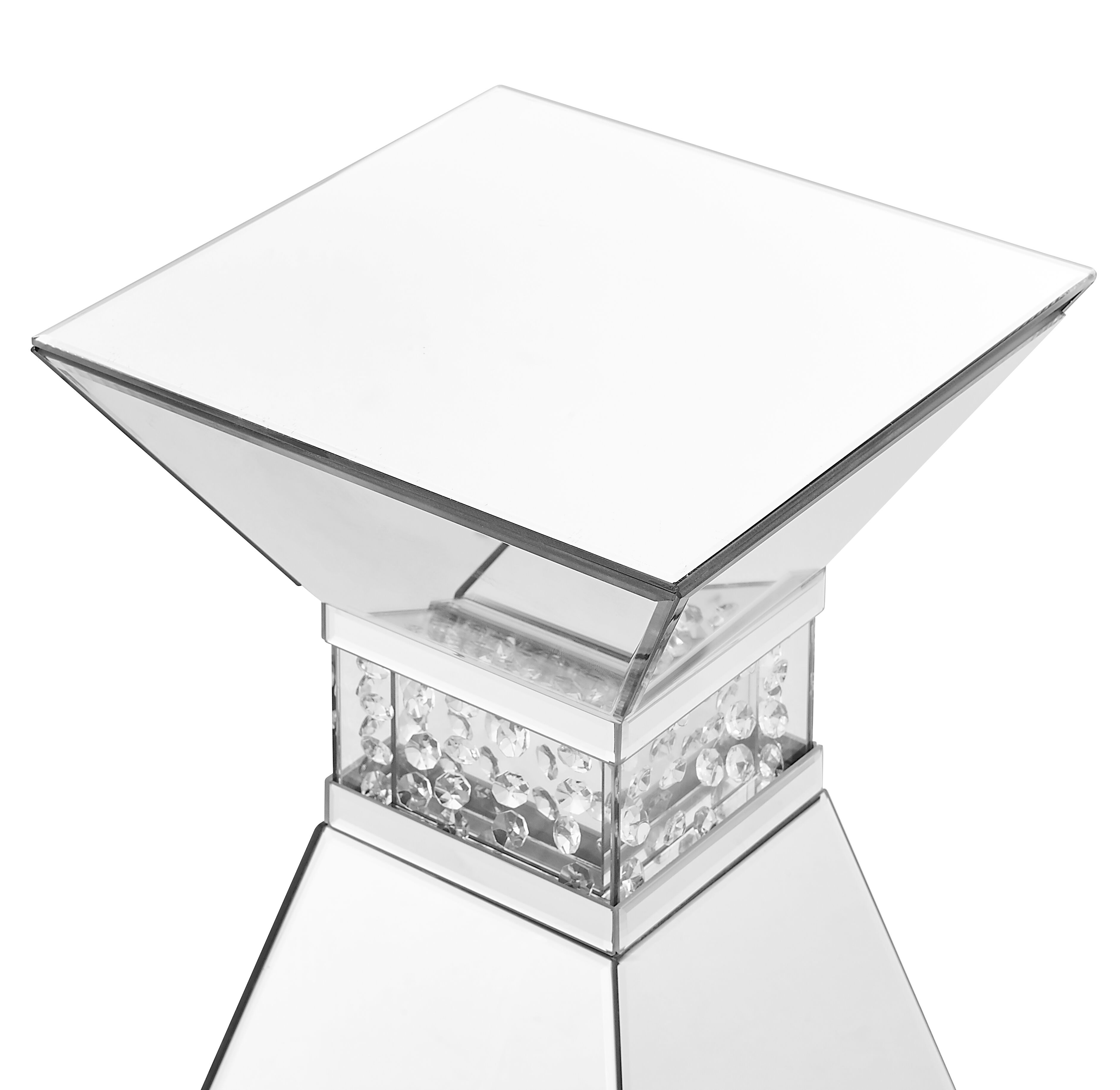 Modern 20 X 12 inch Clear Mirror and Crystal End Table 