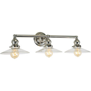 Union Square Ashbury 3 Light 28 inch Polished Nickel Bathroom Wall Sconce Wall Light